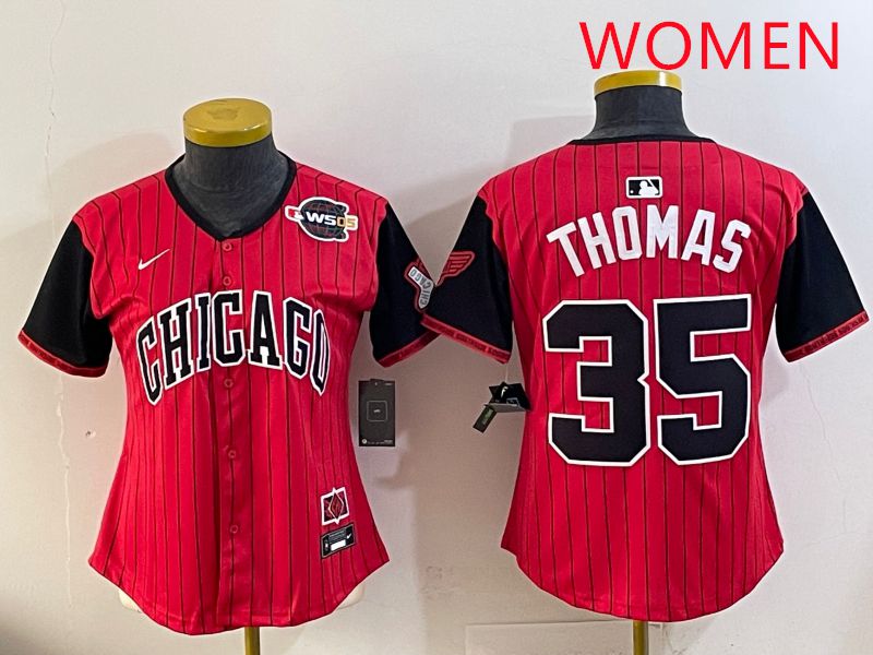 Women 2025 Chicago White Sox 35 Thomas Red Joint Name Nike MLB Jersey style 11